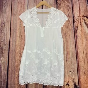 Boutique White Sheer Swim Cover or Dress Medium